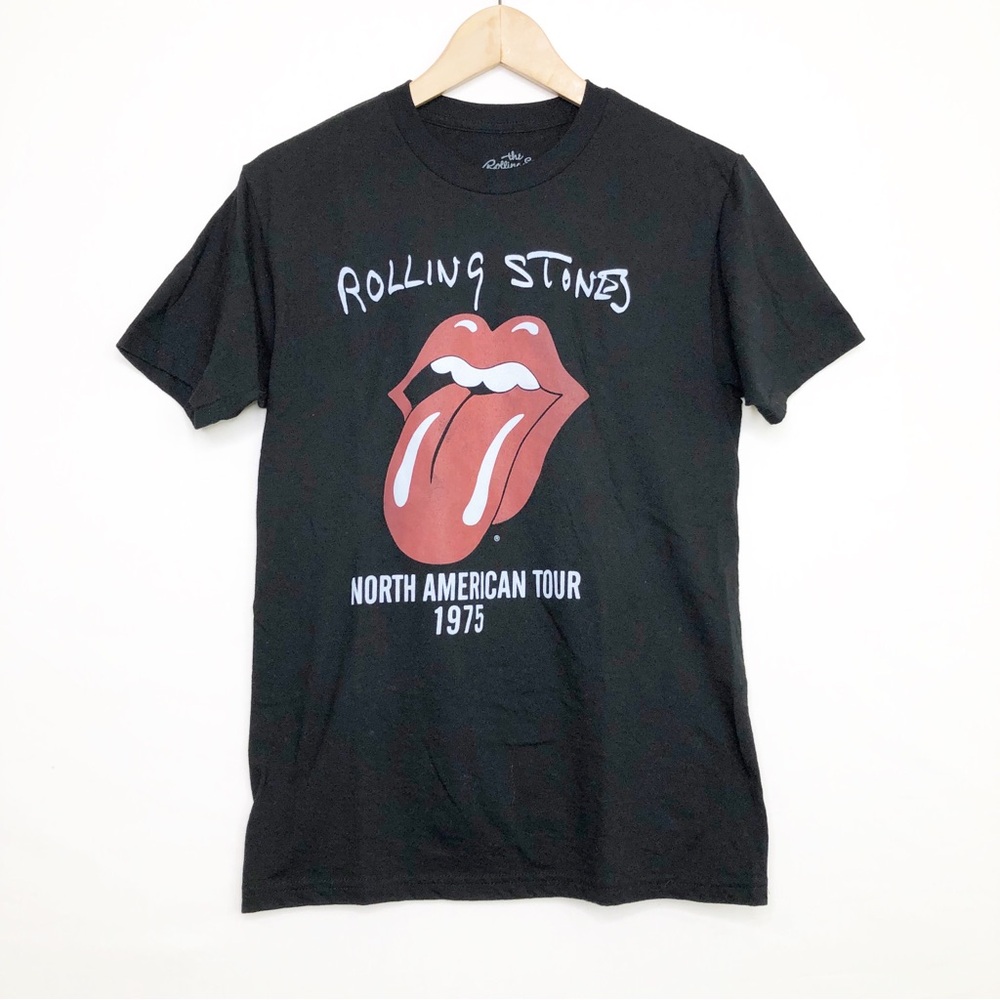 Rolling Stones Black Tour Tee with Iconic Tongue Graphic
